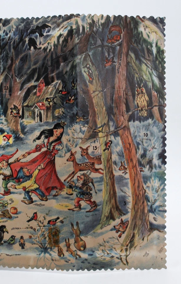 Vintage Paper Print Advent Christmas Calendar Snow White Disney W. Germany - Image 3 of 4