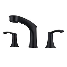 Pull Down Sprayer Matte Black Bathroom Faucet, 8 Inch Widespread Bathroom Sin...
