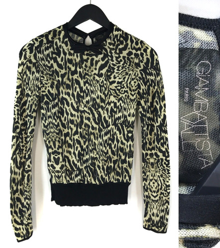Women's Giambattista Valli Wool Jumper Leopard Italy Pullover Size 40 / XS