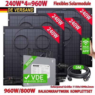 LIONSHEE 960W/800W BALKONKRAFTWERK KOMPLETTPAKET--(4x 240W=960W) FLEX SOLARMODUL