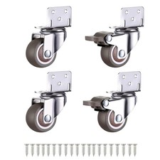 1.25 Inches L-Shaped Plate Swivel Caster, with Brake Rubber Caster, Side Moun...