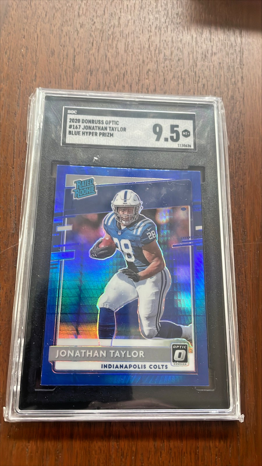 2020 Optic #167 Jonathan Taylor Blue Hyper Pizm SGC 9.5 Indianapolis Colts
