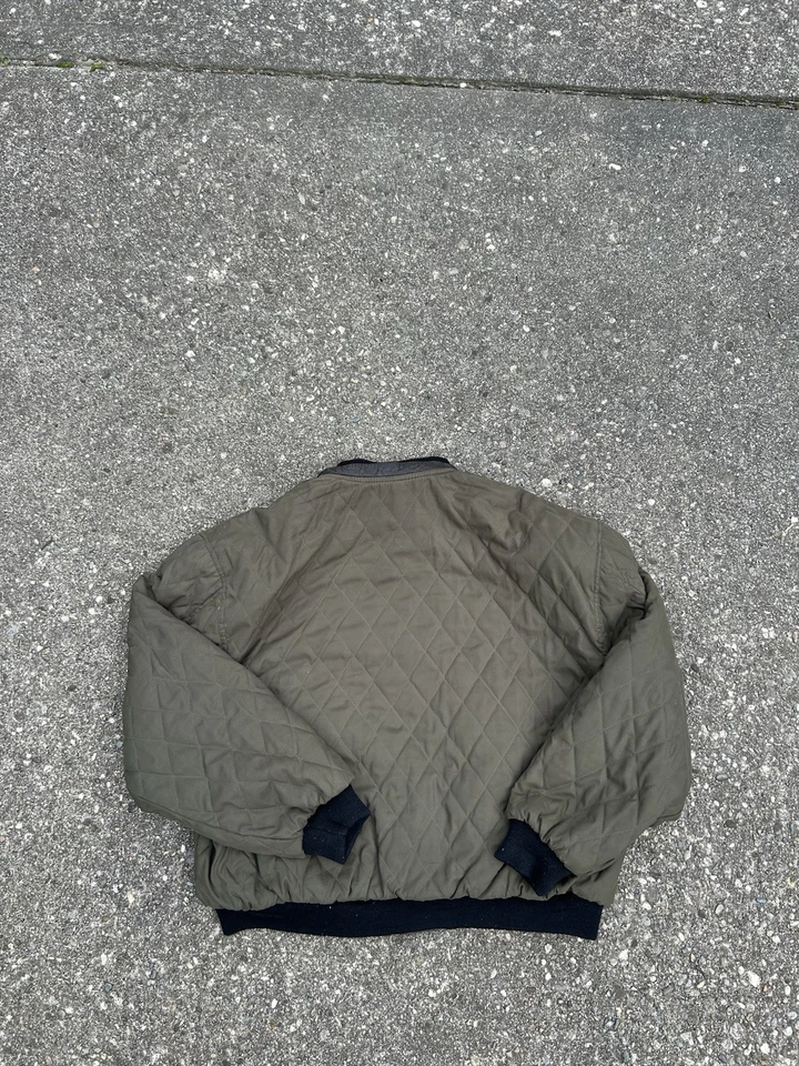 Chaqueta reversible acolchada vintage 1990 Planet Hollywood cuero marrón oliva  Foto 4 de 4