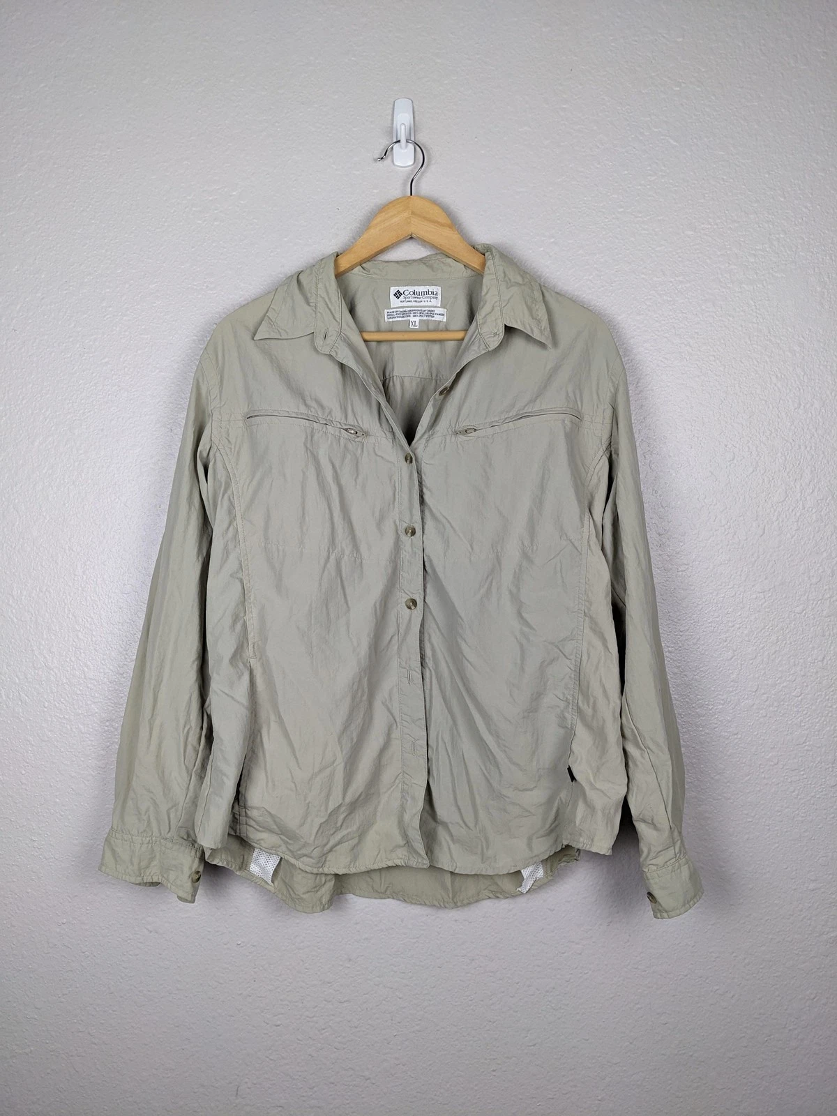 Columbia Shirt Mens XL GRT Nylon Long Sleeve Outdoor Hiking Fishing Pockets