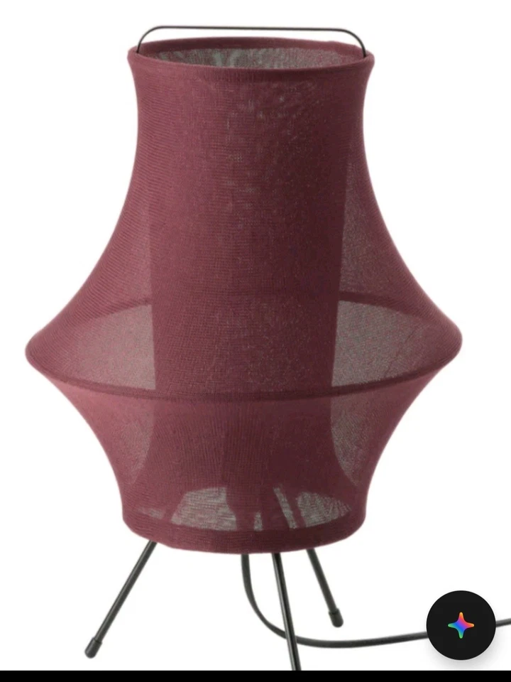 Abajur de mesa tripé Ikea FYXNAS tecido retrô/aço vermelho escuro 17" sem lâmpada - Imagem 2 de 4