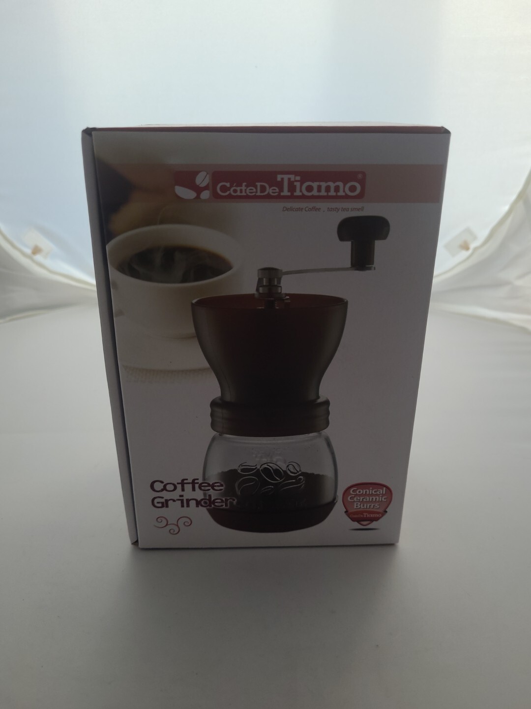 Cafe De Tiamo Conical Burr Grinder Black. Conical Ceramic Burrs.