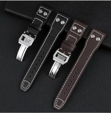 22MM Brown Leather Watch Strap Band Made For IWC Big Pilot Aviation W/h Buckle
