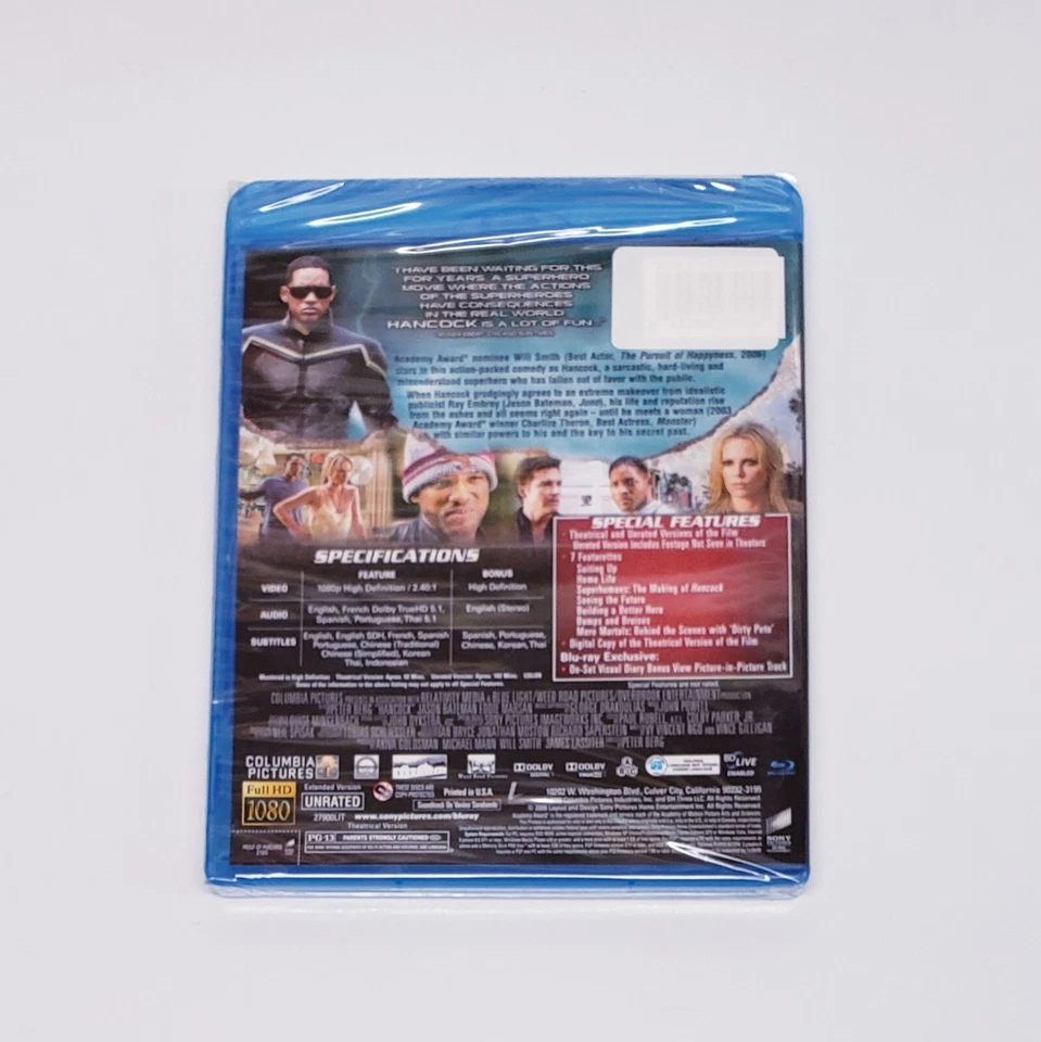 Hancock (2008) Blu-ray SEALED Unrated and Theatrical Special Edition w/ Digital Foto 2 de 2