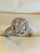 Halo Engagement Ring 2.50Ct Oval Cut Diamond 14k White Gold Simulated in Size 6