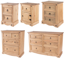 Solid Waxed Pine Corona 2, 3, 4, 6 Chest of drawers, Bedside Cabinet, Cupboards