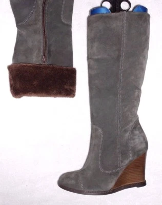 SAN MARINA bottes zippés cuir daim gris P 36 1/2 TBE - Photo 1/4