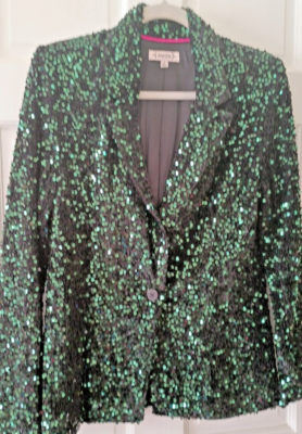 Nanette Lepore Dani Velvet Sequin Blazer Emerald Green Holiday 