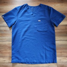 Figs Scrub Top Mens S Blue Short Sleeve V-Neck