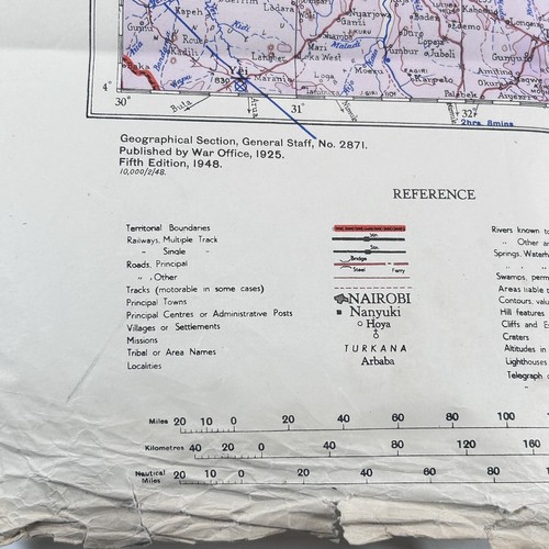 WW2 Map Abyssinia Ethiopia North Africa 1948 Army / Air RAF War Office Map - 第 13/18 張圖片