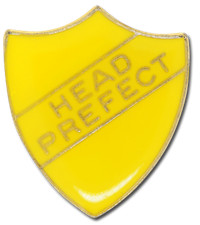 Head Prefect Pin Badge in Yellow Enamel Shield