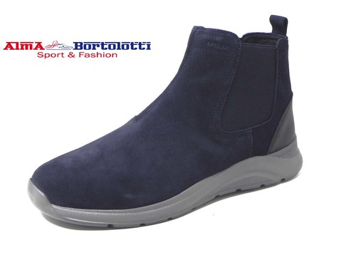 GEOX U Damiano Stivali Uomo Stivaletti Boots Scarpe scamosciato blu senza  lacci | eBay
