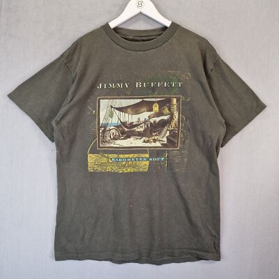 Jimmy Buffet Tour T-Shirt Herren XL Extra Large Grün 1995 Buffett Barometer Suppe