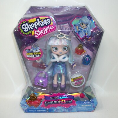Shoppies Special Edition GEMMA STONE Doll 2016 w/ 4 Exclusive Shopkins BOX DENT