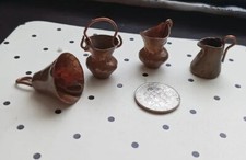 Vintage Hammered Copper Dollhouse Miniatures 1:12 total 4 pieces