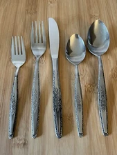 Stylecraft SYF2 Japan Stainless Black  SINGLE ROSE ~5 PC SET Knife Spoons Forks