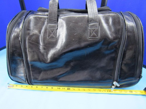 GIUDI ITALY Black Genuine Leather Wheeled Weekender Luggage/Carry-on Duffle Bag - Picture 10 of 12
