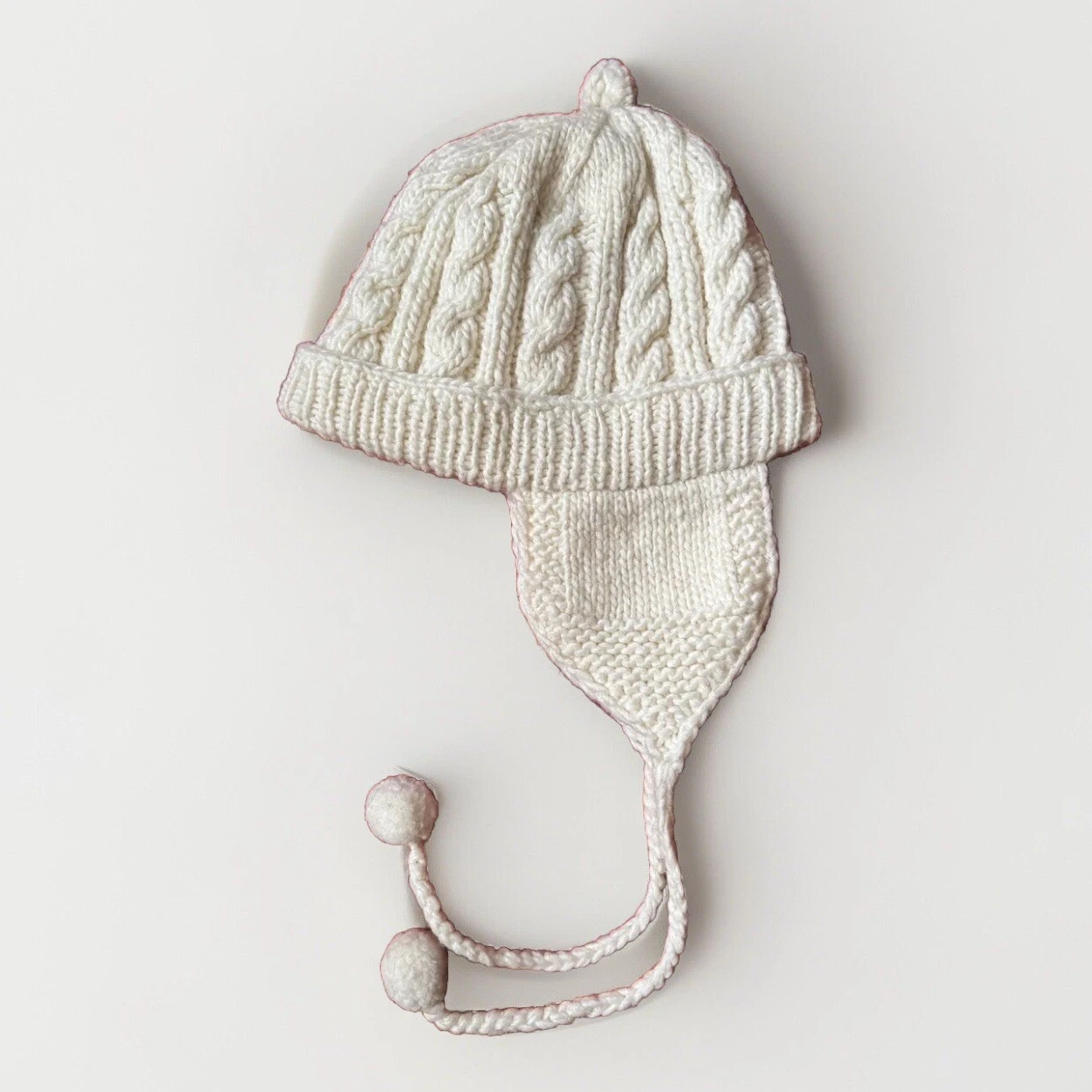 Wool Cableknit Trapper Hat Otavalo Ear Flaps Hat NEW O/S