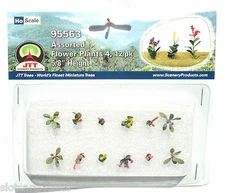 JTT SCENERY 95563 ASSORTED FLOWER PLANTS 4  HO SCALE  5/8" HIGH   12/PK