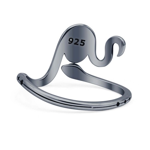 Minimalist Oval Snake Oxidized Ring Moonstone 925 Sterling Silver 11.8mm - Picture 13 of 28