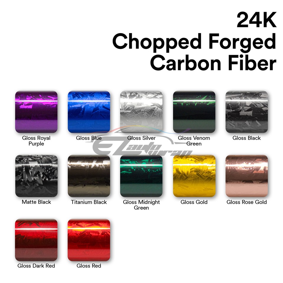 24K Chopped Forged Carbon Fiber Gloss Silver Car Vinyl Wrap Sticker ...