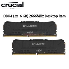 Crucial Ballistix 32GB (2x16GB) PC4-21300 DDR4-2666 MHz  Ram 288-pin 1.35V Black