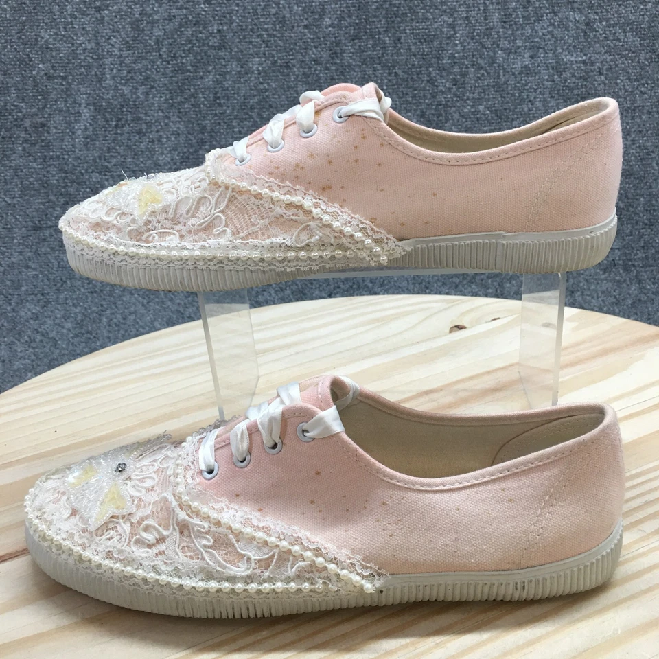 Чероки туфли женщин 9,5 повседневный низкий верхний кружева кроссовок розовый белая ткань шнурует вверх - Изображение 4 из 4