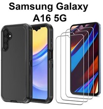 For Samsung Galaxy A16 5G Heavy Duty Shockproof Case Cover  3 Screen Protectors