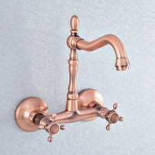 Antique Red Copper Bathroom Basin Faucet Wall Mount Tub Sink Mixer Tap Zsf866