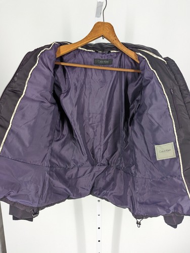 Calvin Klein Collection Black Violet Iridescent Feather Down Panel Puffer Jacket - Picture 6 of 10