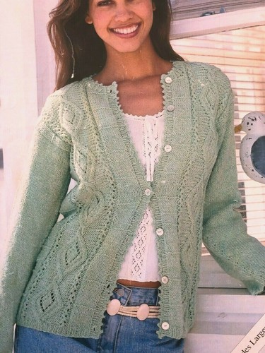 WOMEN'S LADIES CABLE KNIT CARDIGAN DK 