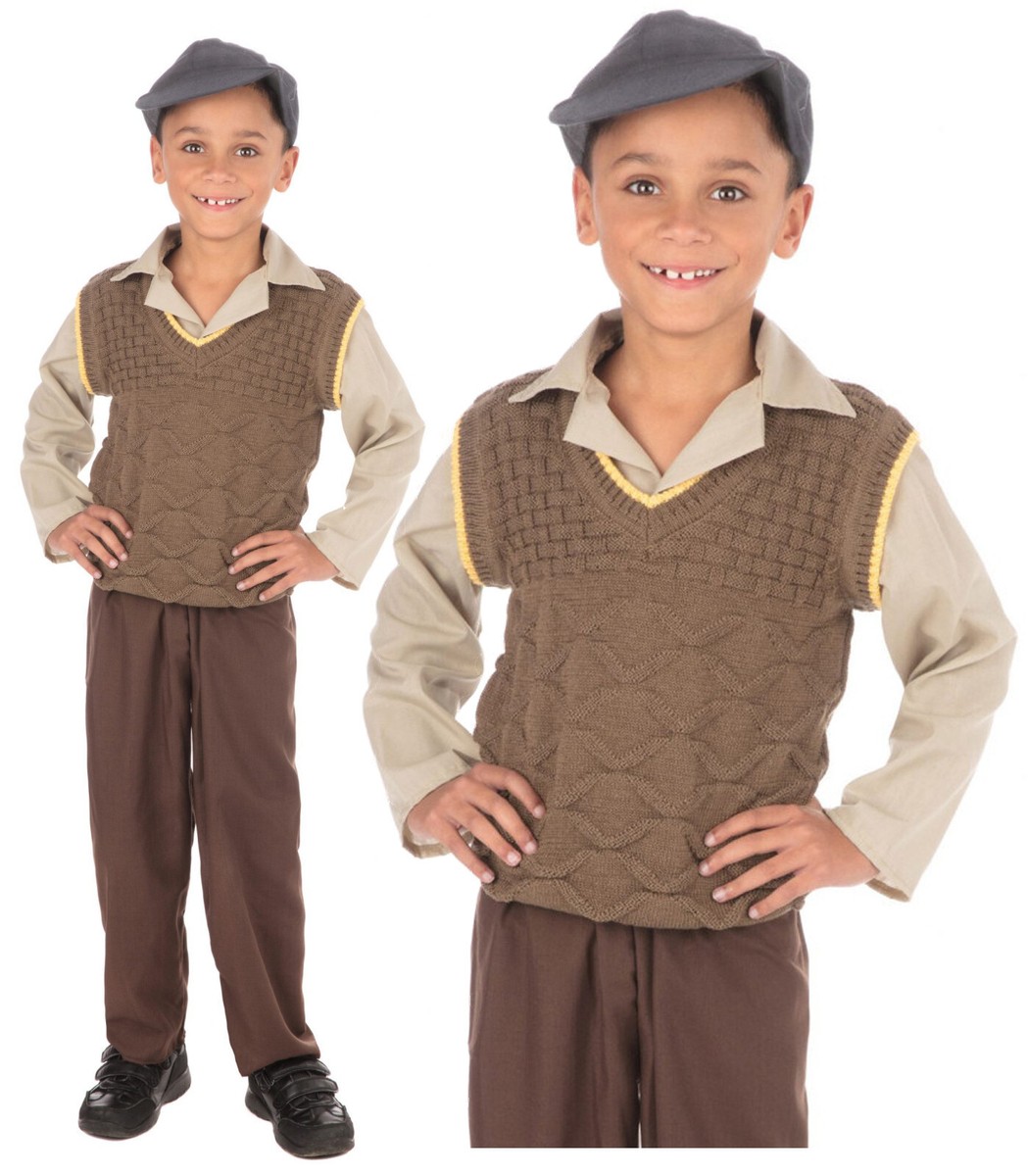 Wartime 30s 40s 50s World War School Boy Fancy Dress Costume