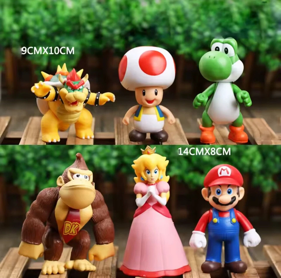 Super Mario Action Figuren 10cm / Mario Luigi Peach Bowser Yoshi Toad Bowser - Bild 2 von 4