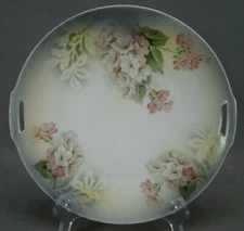 RS Germany / RS Prussia Pink & White Flowers Cake Plate Circa 1910-1956