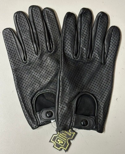 Men's Perforated Summer Driving Motorcycle Leather Gloves - Picture 8 of 15