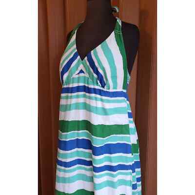 Old Navy size large linen/cotton green & blue maxi dress