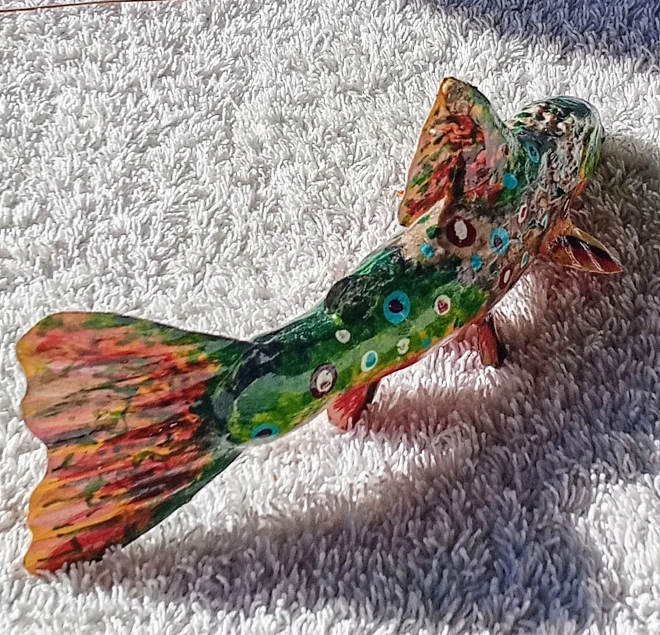 7" L. James Mead Deer Antler Brook Trout Ice Fishing Decoy Indian Style. - Изображение 4 из 4