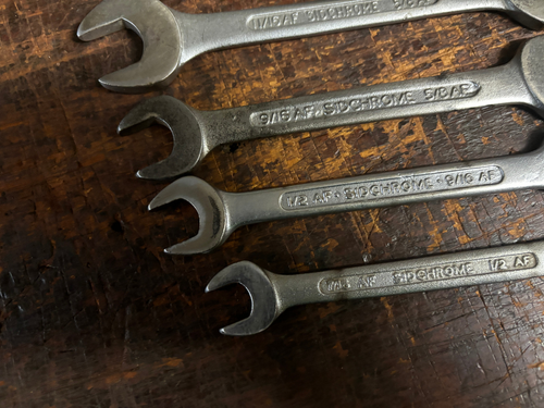 Vintage Sidchrome A/F Open Spanner Set 7/16" - 1" (6) Made in Australia 1960's - Picture 4 of 10