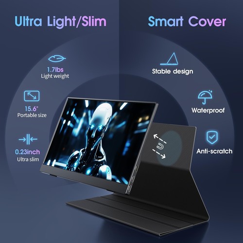 Portable Monitor, 15.6 zoll 1080P FHD Tragbarer Monitor,Mini HDMI/Typ-C - Bild 8 von 8