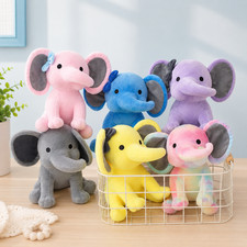 25cm Colorful Elephant Plush Toy Soft Stuffed Animal Doll Decorative Gift