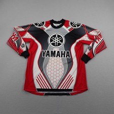 Vintage Yamaha Motocross Jersey Mens Large Red White BMX Dirt Bike Racing Shirt