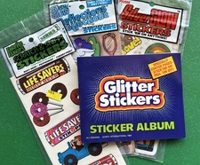 Vintage 80s Gordy Glitter Sticker Mini Album Scratch & Sniff Prism Silver Glow