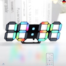 LED-Digitaluhr, Neonuhr, 24,6 cm, schwarz, Gaming-Uhr, RGB-LED-Wanduhr für