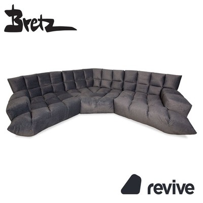 Bretz Cloud 7 Fabric Corner Sofa Gray Metallic New Cover Couch