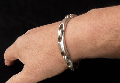 Grobes schweres massives 925 Silber Herrenarmband 81/2'' Zoll 48 g einzigartiges Gliederdesign