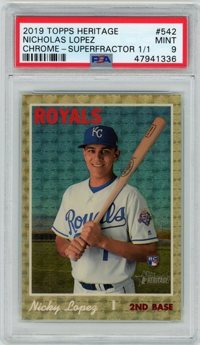 2019 Topps Heritage-Chrome Superfractor 1/1-Nicky Lopez/KC Royals (RC) - PSA 9